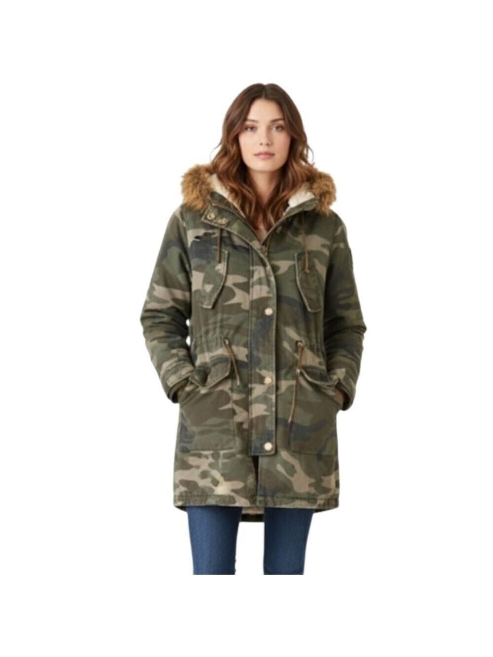 ABERCROMBIE AND FITCH Camo Hooded Parka Coat Size XS